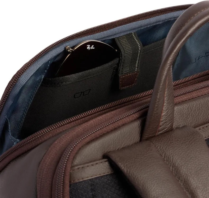 Piquadro Russel leather travel backpack for 15.6" laptop