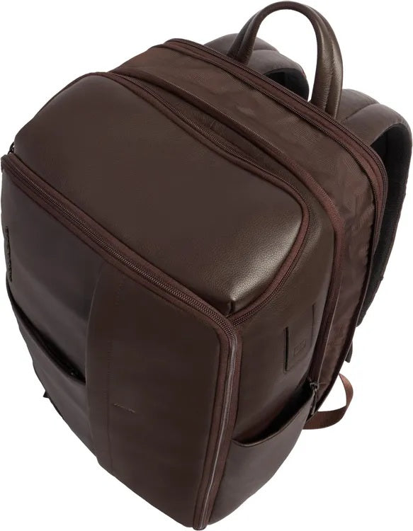 Piquadro Russel leather travel backpack for 15.6" laptop