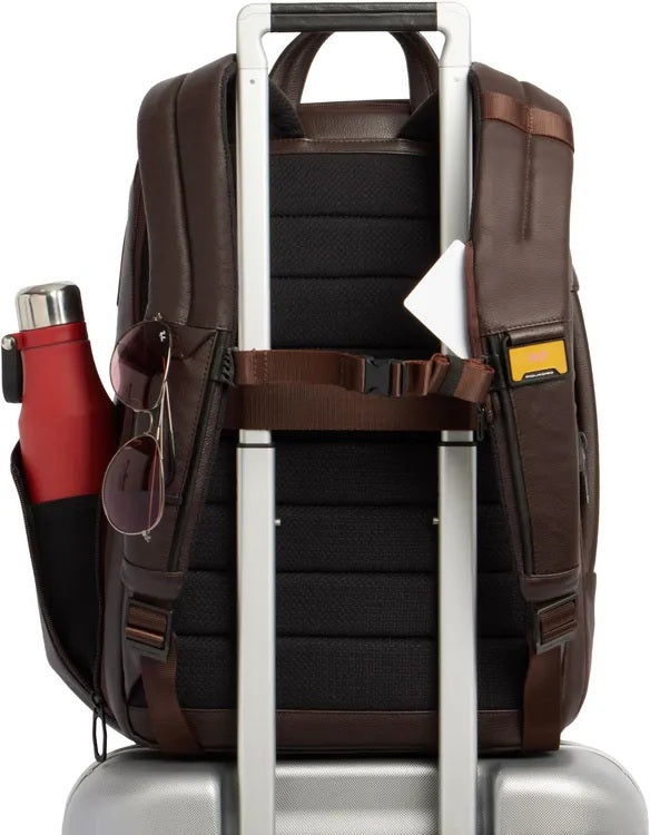 Piquadro Russel leather travel backpack for 15.6" laptop