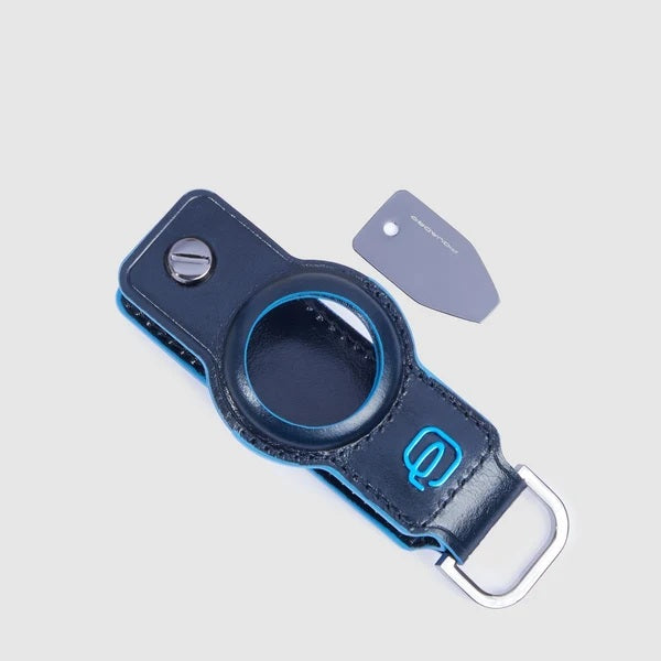 Portachiavi per AirTag® e CONNEQU 4.0 Blue Square in pelle Piquadro