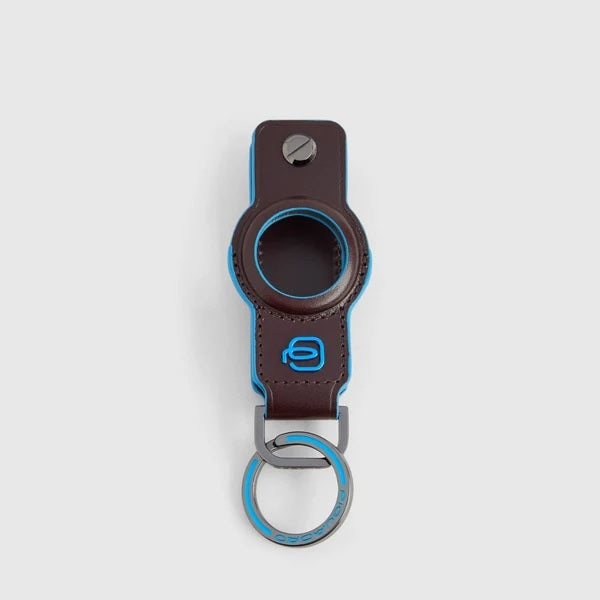 Piquadro Blue Square leather keychain for AirTag® and CONNEQU 4.0