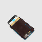 Portacarte di credito MagSafe® Blue Square in pelle Piquadro