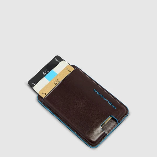 Portacarte di credito MagSafe® Blue Square in pelle Piquadro