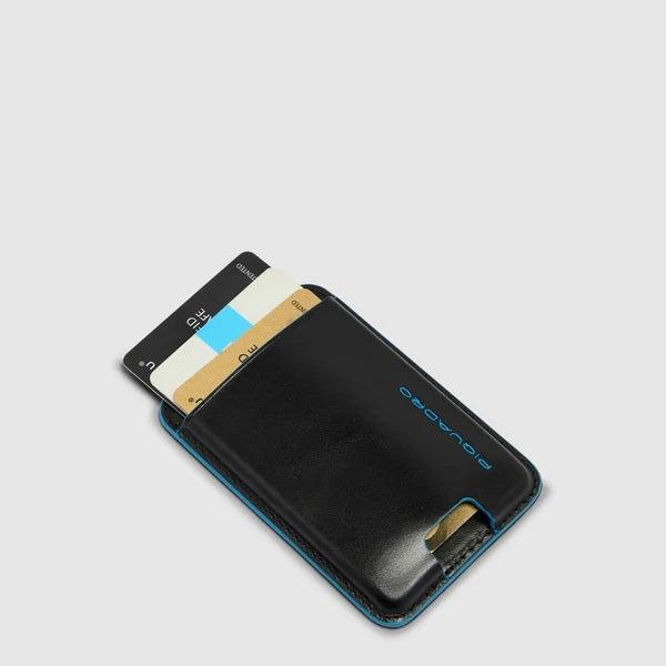 Portacarte di credito MagSafe® Blue Square in pelle Piquadro