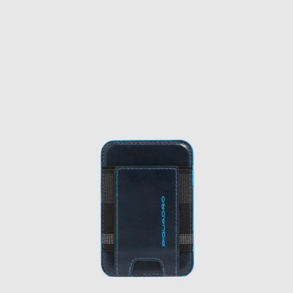 Portacarte di credito MagSafe® Blue Square in pelle Piquadro