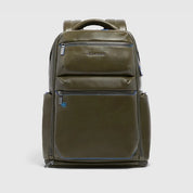 Piquadro Blue Square 15.6" leather laptop backpack
