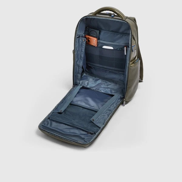 Piquadro Blue Square 15.6" leather laptop backpack