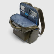Piquadro Blue Square 15.6" leather laptop backpack