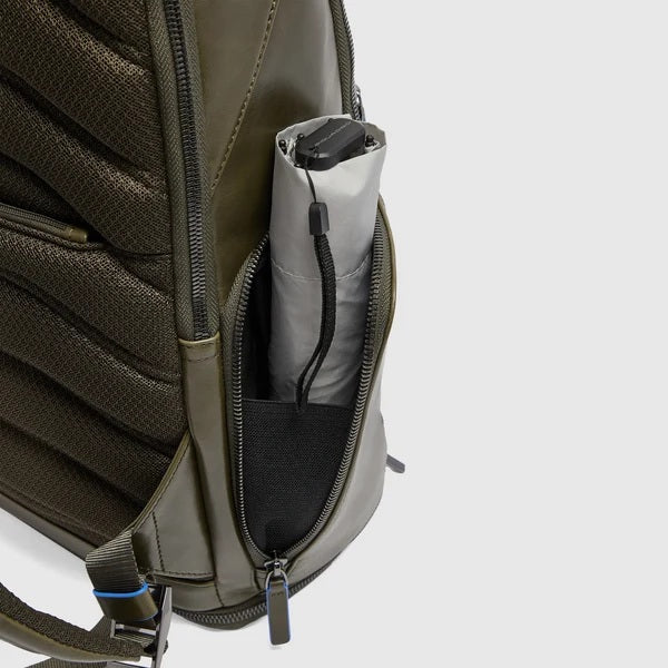 Piquadro Blue Square 15.6" leather laptop backpack