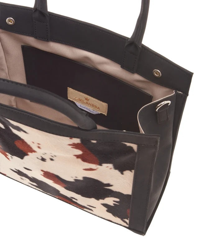 Borsa a mano Gloria in ecopelle e tessuto fantasia LaMilanesa