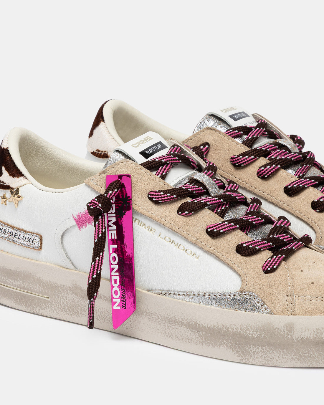 Sneakers Skate Pink Rodeo in pelle Crime London