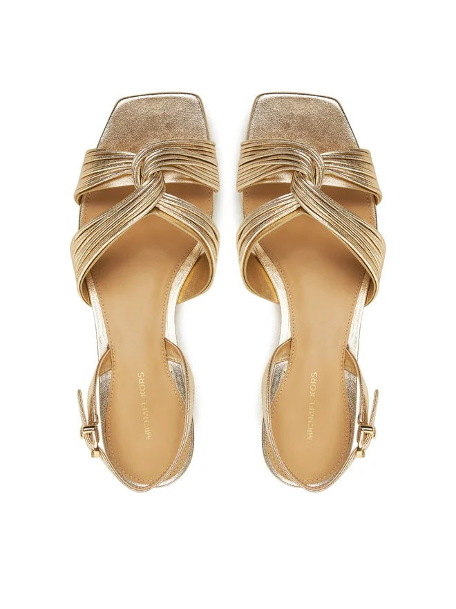 Michael Kors Alessia kitten sandal for women featuring a sleek design and open-toe style in neutral tones.