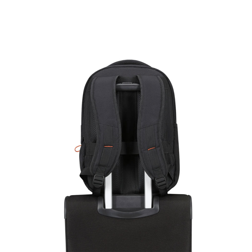 Unisex American Tourister At Work Nxt 14-inch backpack with multiple compartments and padded straps, designed for everyday use.