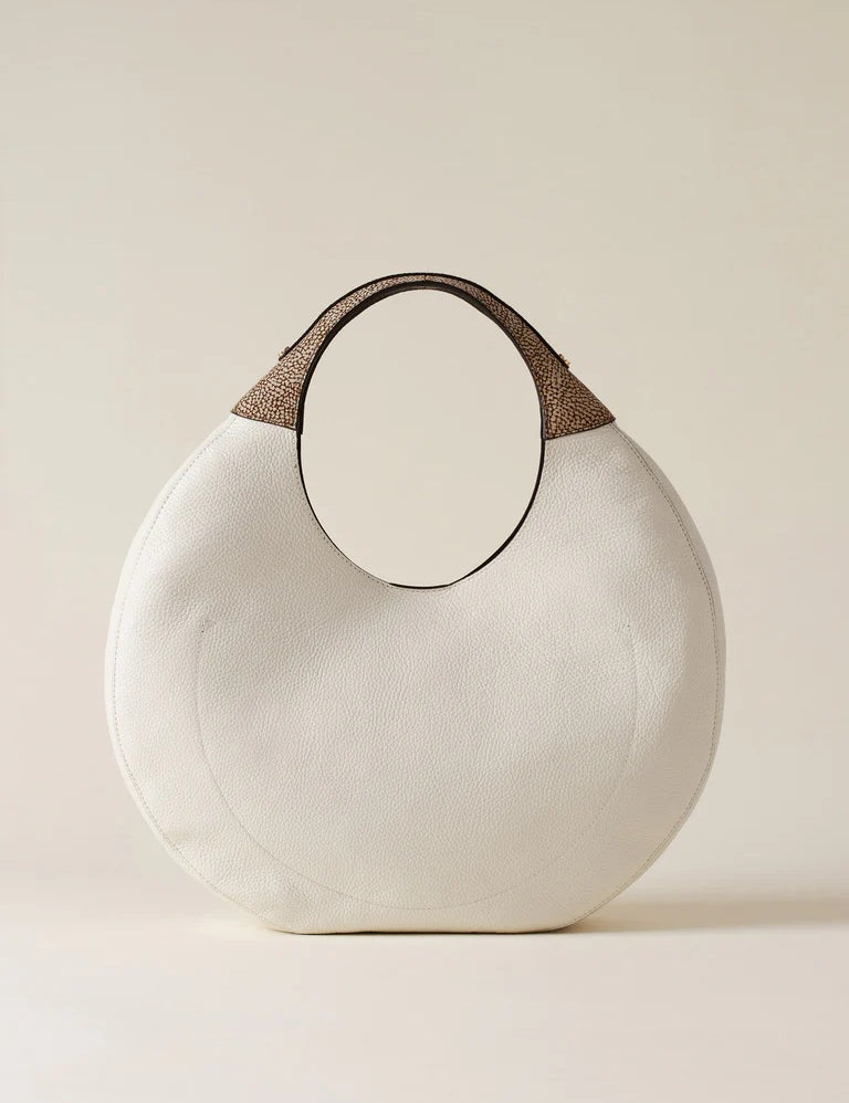 Large Borbonese Full Moon Hobo Bag for women, stylish shoulder bag with spacious design and premium leather finish.