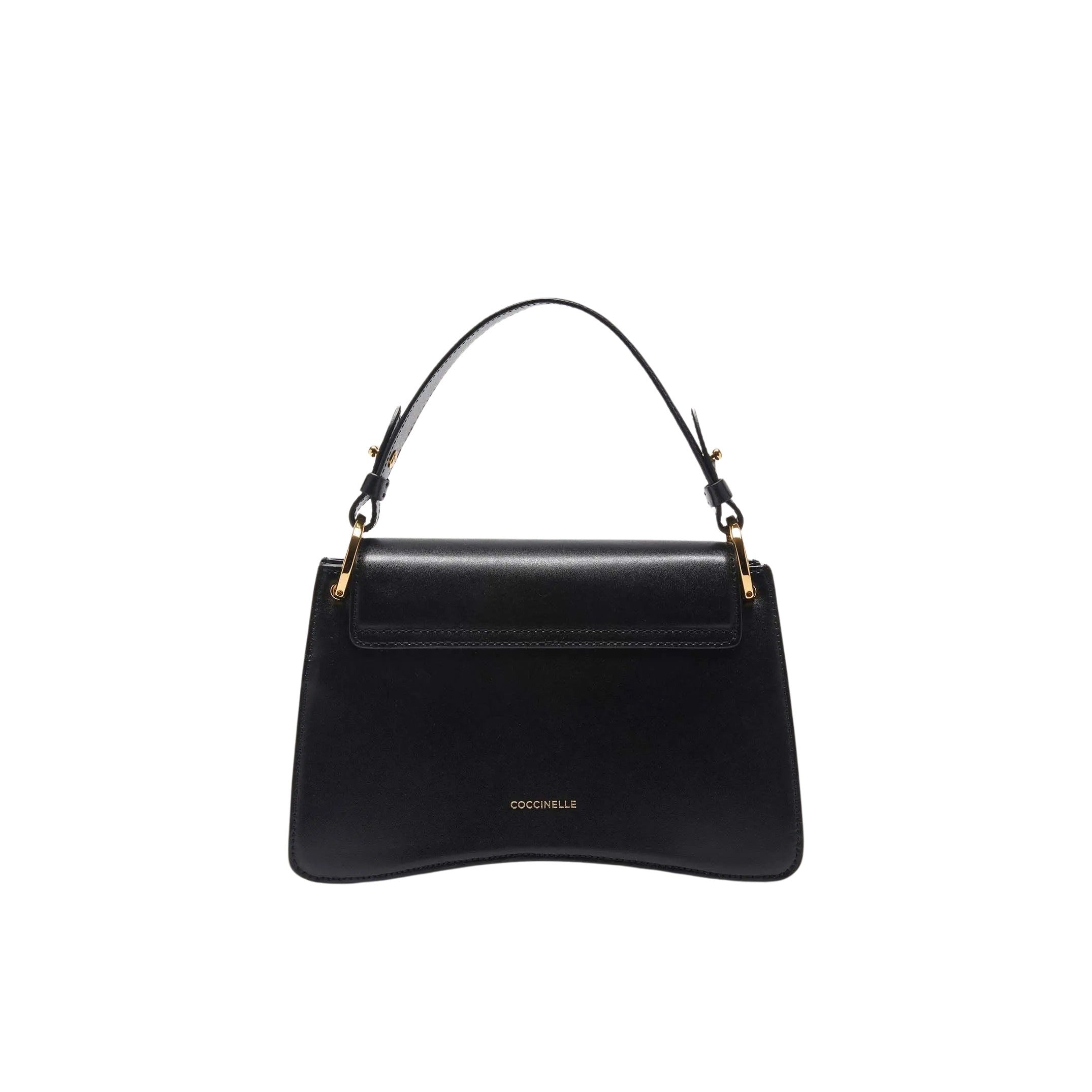 Coccinelle C-Me Small hand purse in black leather, women's accessory with sleek design and compact size.