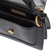 Coccinelle C-Me Small women's hand bag, stylish black leather accessory with structured design and top handles.