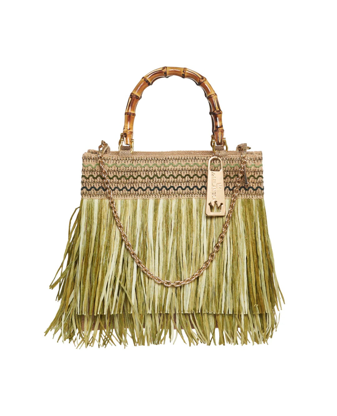 Medium Calla LaMilanesa women's hand bag showing elegant design with structured shape and top handle in high-quality leather.