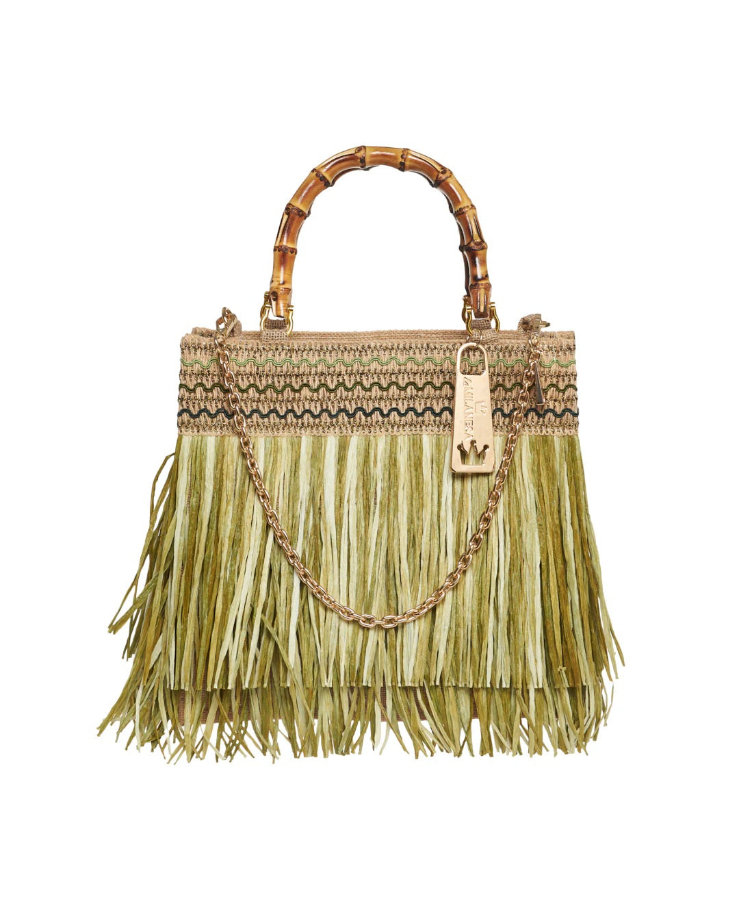 Medium Calla LaMilanesa women's hand bag showing elegant design with structured shape and top handle in high-quality leather.