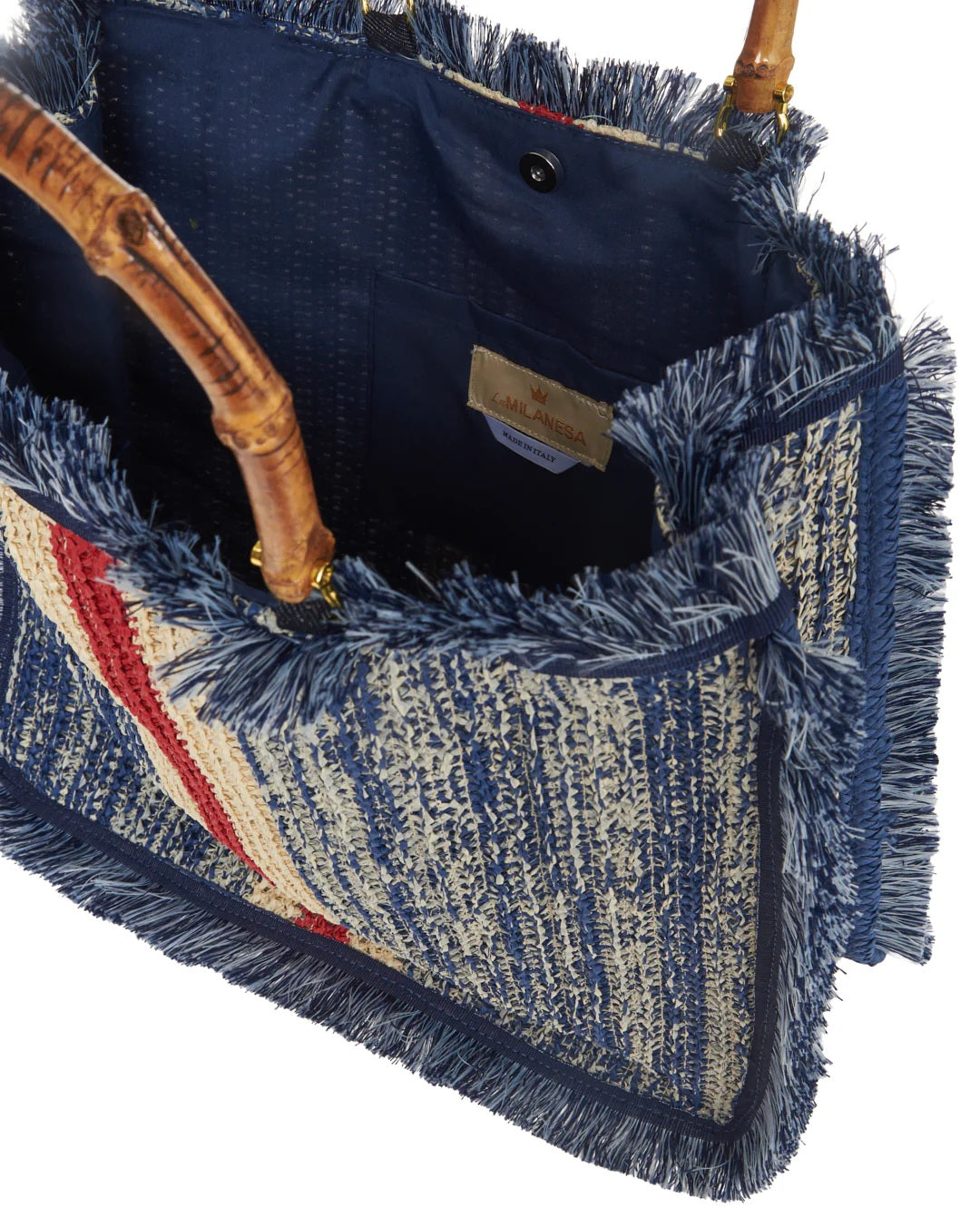 Elegant LaMilanesa Ortensia women's hand bag with floral design, featuring structured leather and top handle for stylish carry.