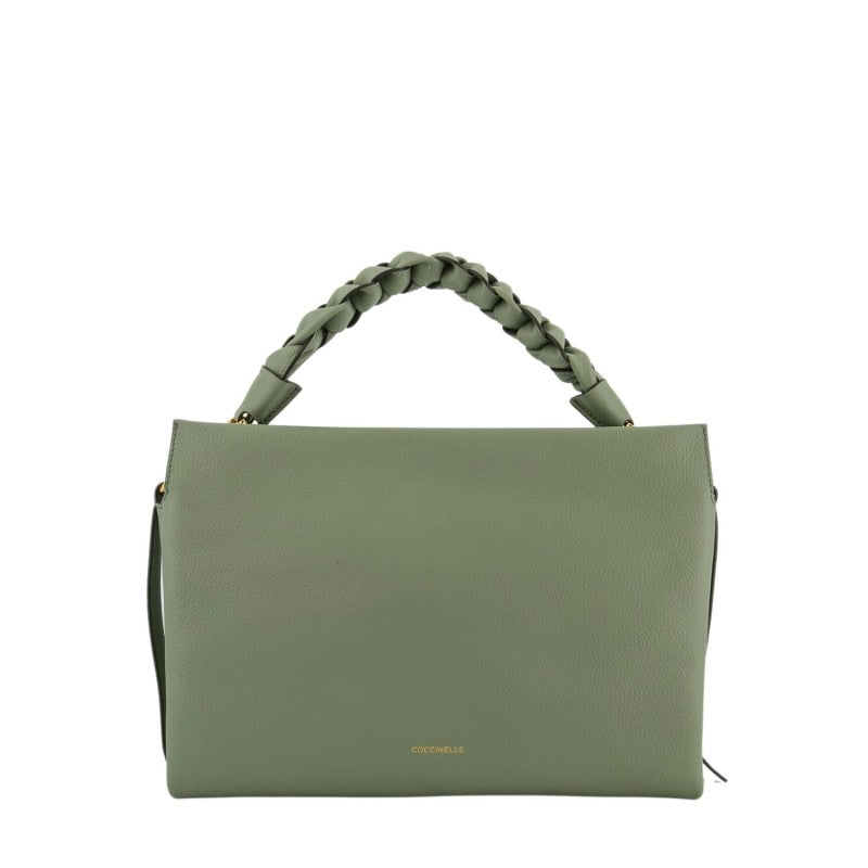 Medium Boheme shoulder bag in brown leather by Coccinelle, featuring a stylish design and adjustable strap.