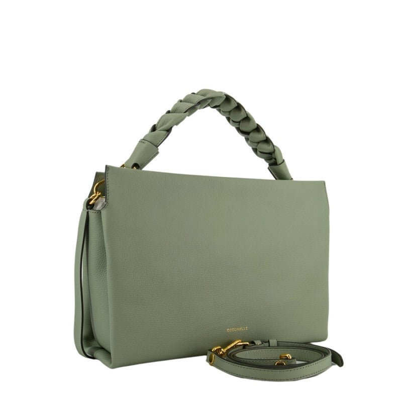 Coccinelle medium leather Boheme shoulder bag in tan with adjustable strap and elegant design, perfect for stylish everyday use.