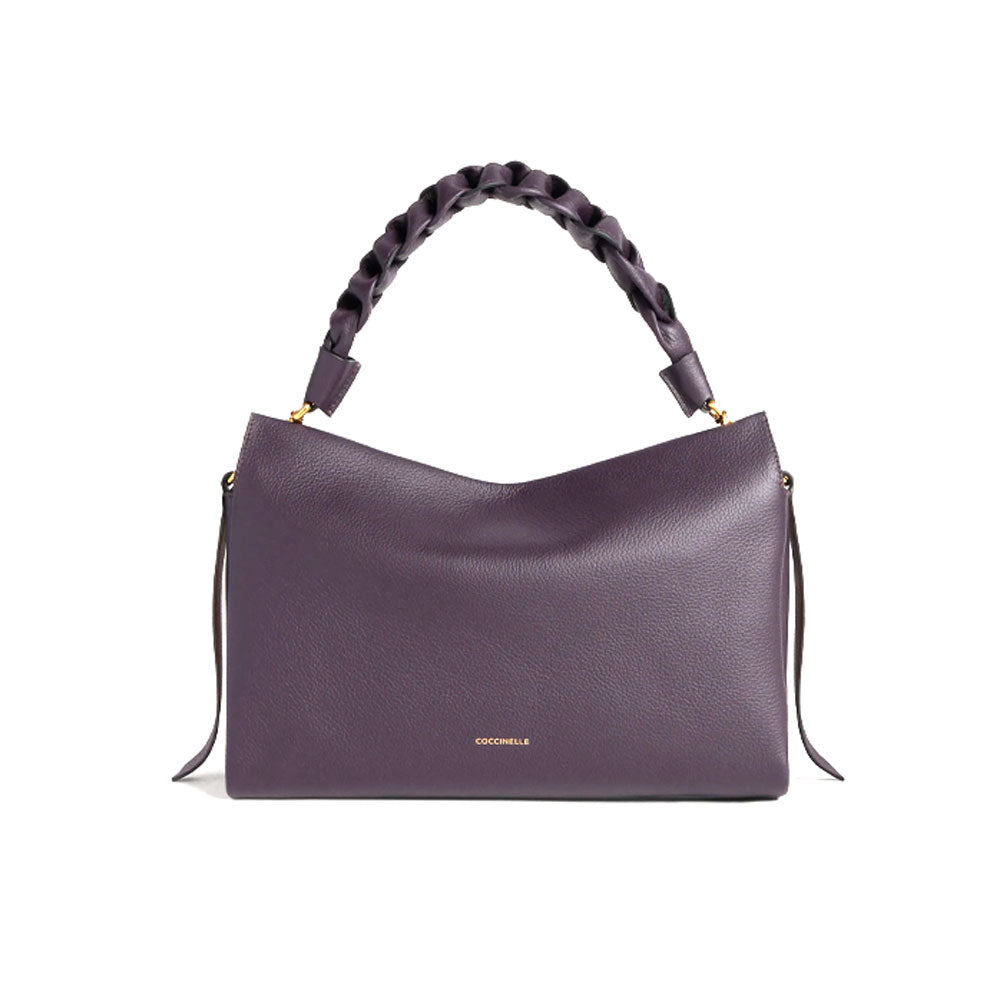 Medium leather Boheme shoulder bag by Coccinelle, stylish women's accessory with a sleek design and versatile shoulder strap.