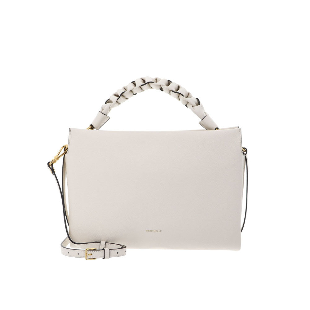Medium Coccinelle boho leather shoulder bag with adjustable strap and stylish design for women.