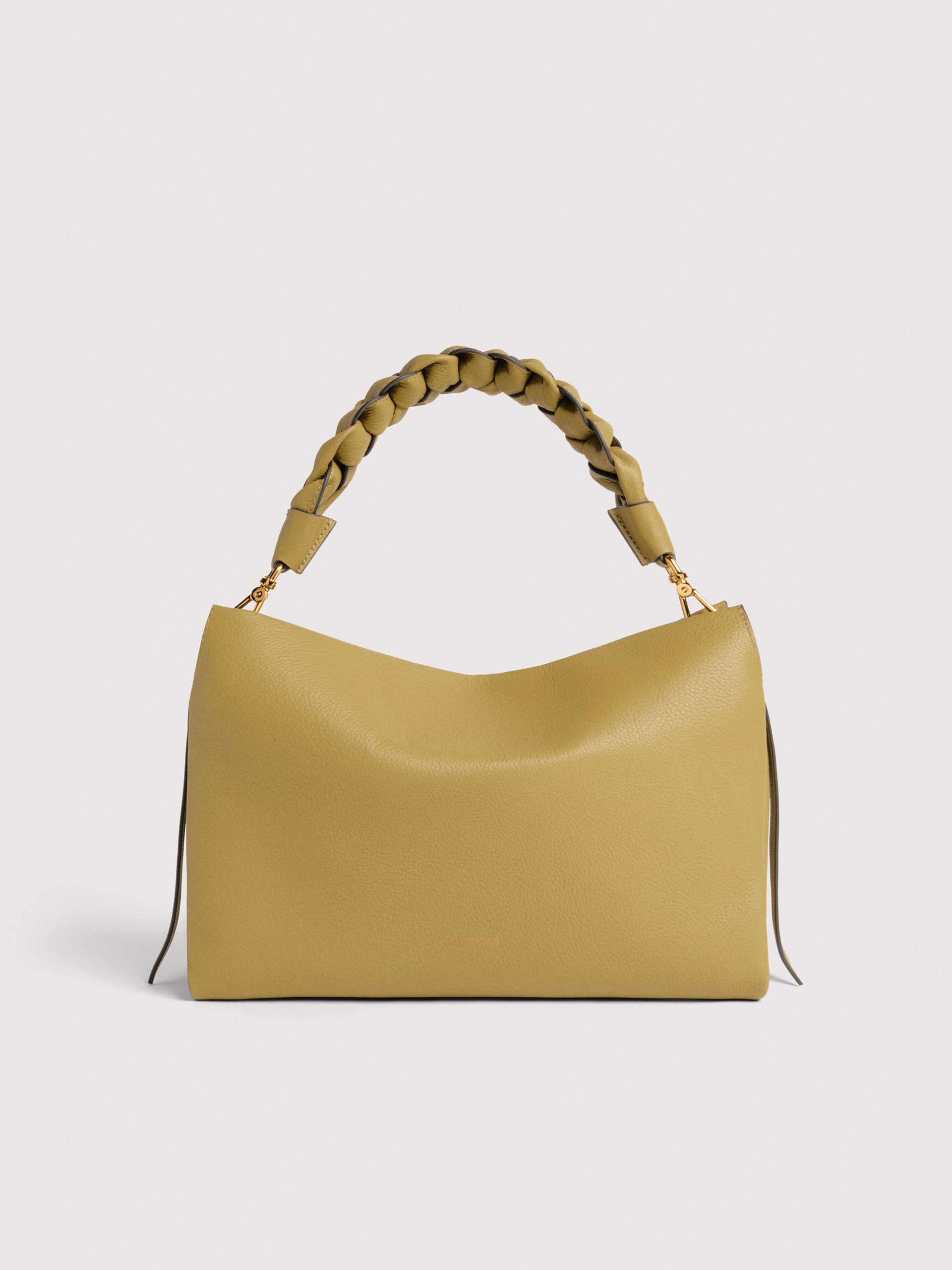Medium Coccinelle Boheme shoulder bag in brown leather, stylish women's accessory with a chic design.