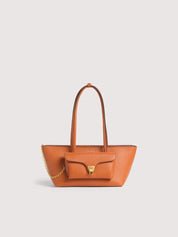 Coccinelle Double Beat shoulder bag for women, stylish brown leather shoulder bag with double handle and spacious interior.