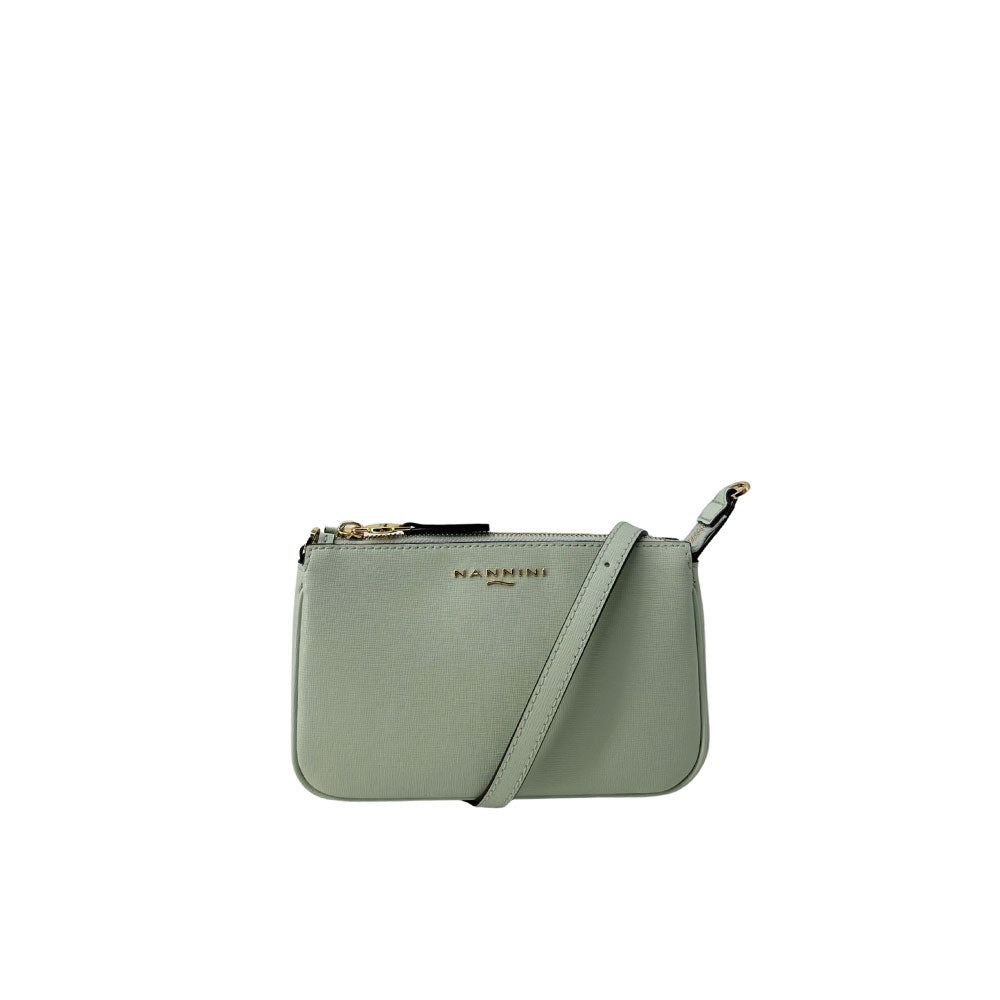 Small Nannini Flora shoulder bag with leather strap and floral design, perfect for stylish everyday use.