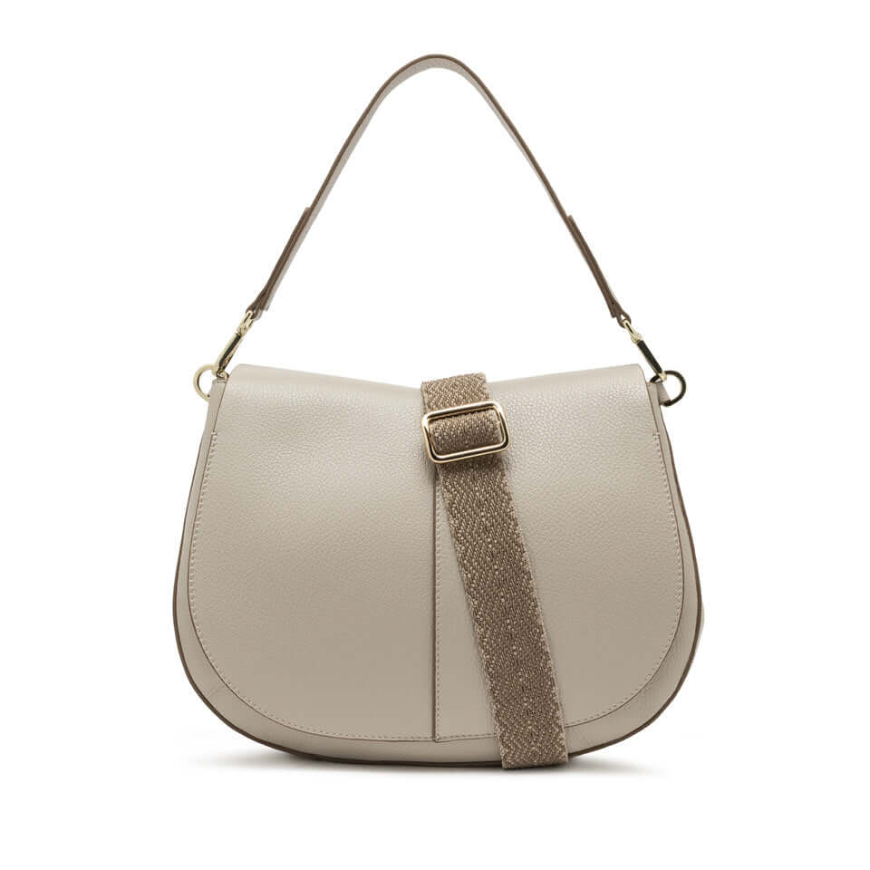 Gianni Chiarini Helena Round shoulder bag in neutral color, stylish accessory with rounded shape and shoulder strap.