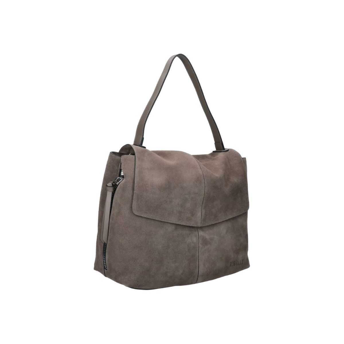 Borsa a spalla Lampetra Rebelle in pelle nera con dettagli eleganti e tracolla regolabile.