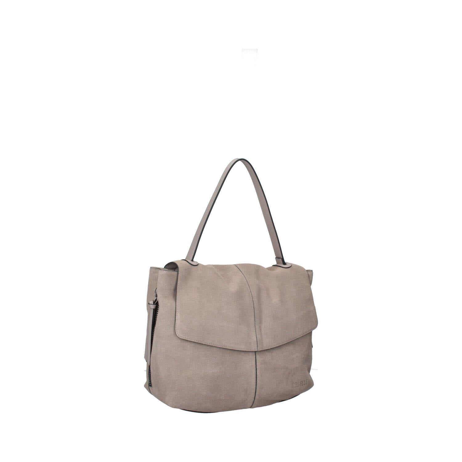 Light brown Lampetra Rebelle shoulder bag with adjustable strap, stylish accessory for women, showing front view with subtle texture.