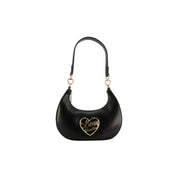 Borsa a spalla Love Moschino in pelle nera con dettagli dorati e logo distintivo, ideale per accessori donna.