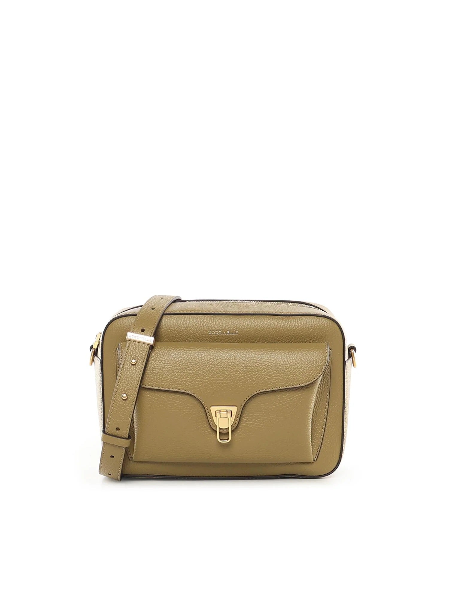 Borsa a tracolla Beat Soft Large Coccinelle in pelle nera con dettagli eleganti, ideale per un look casual.