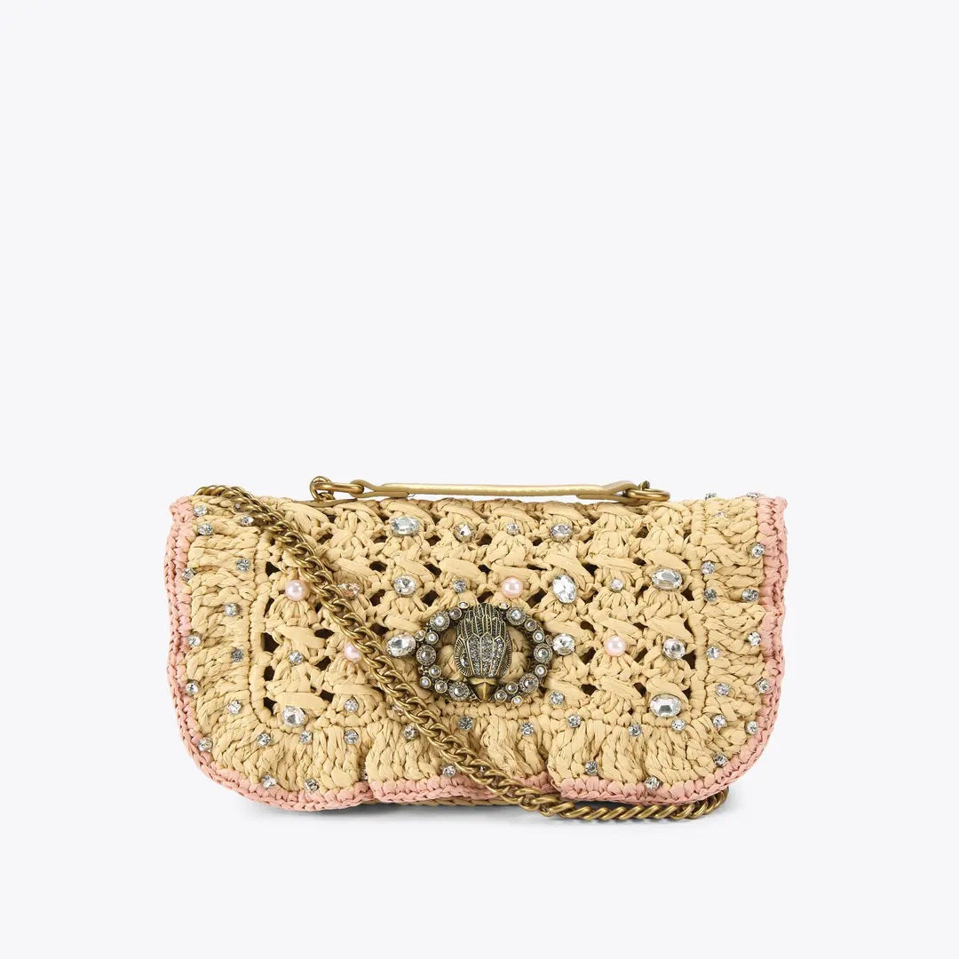 Small Kurt Geiger Chelsea Ruffle Shoulder Bag for women, stylish leather accessory with ruffle detail and shoulder strap.