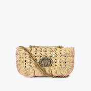 Small Kurt Geiger Chelsea Ruffle Shoulder Bag for women, stylish leather accessory with ruffle detail and shoulder strap.