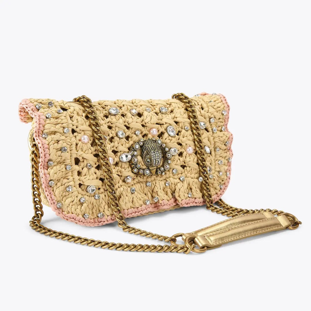 Kurt Geiger Chelsea Small Ruffle Shoulder Bag for women, stylish leather handbag with ruffle detail and shoulder strap.