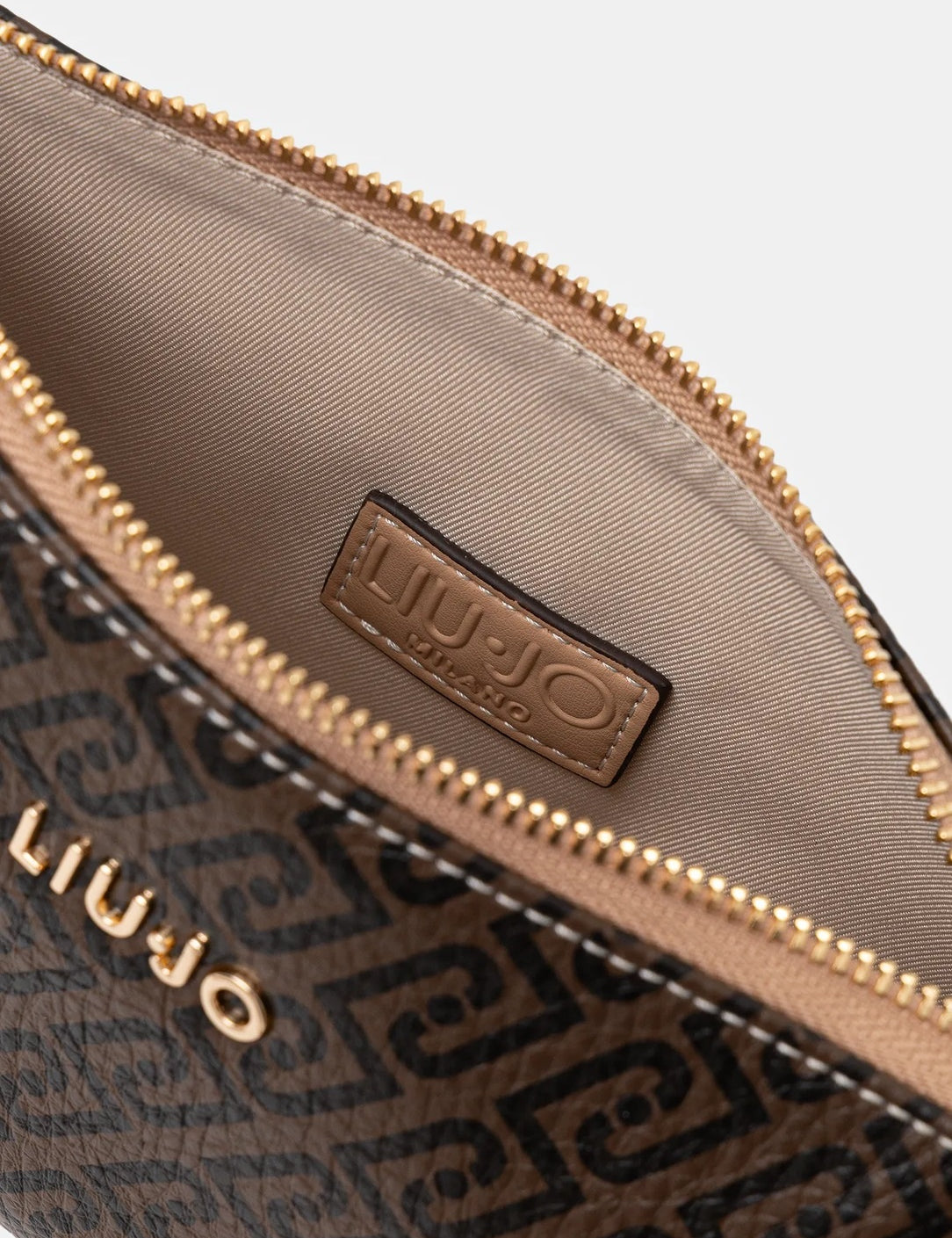 Liu Jo mini crossbody bag with sleek design, featuring a black leather finish and gold-tone accents for stylish accessories.