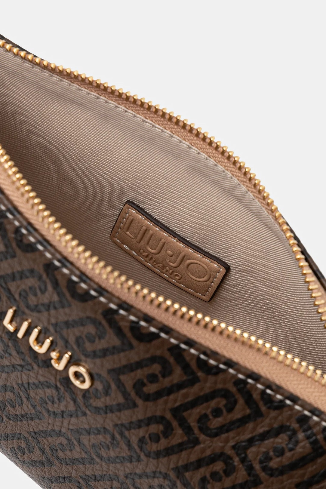 Liu Jo mini crossbody bag with sleek design, featuring a black leather finish and gold-tone accents for stylish accessories.