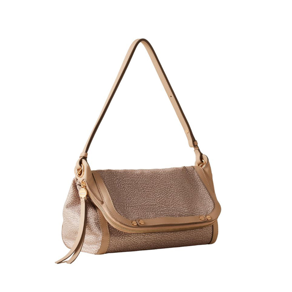 Small Borbonese crossbody bag with a compact frame, featuring sleek design and shoulder strap, perfect for stylish everyday use.