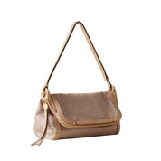 Small Borbonese crossbody bag with a compact frame, featuring sleek design and shoulder strap, perfect for stylish everyday use.