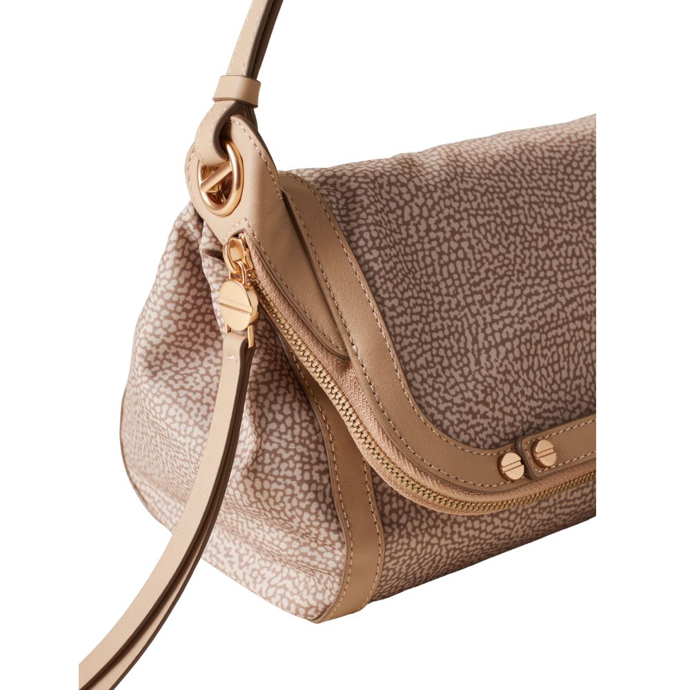 Small Borbonese crossbody bag with a compact frame, featuring a sleek design and shoulder strap, in a stylish accessory for women.