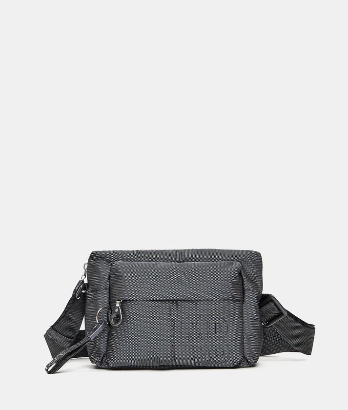 Mandarina Duck Borsa Crossover MD20 feminine mini crossbody bag in black leather with silver hardware.
