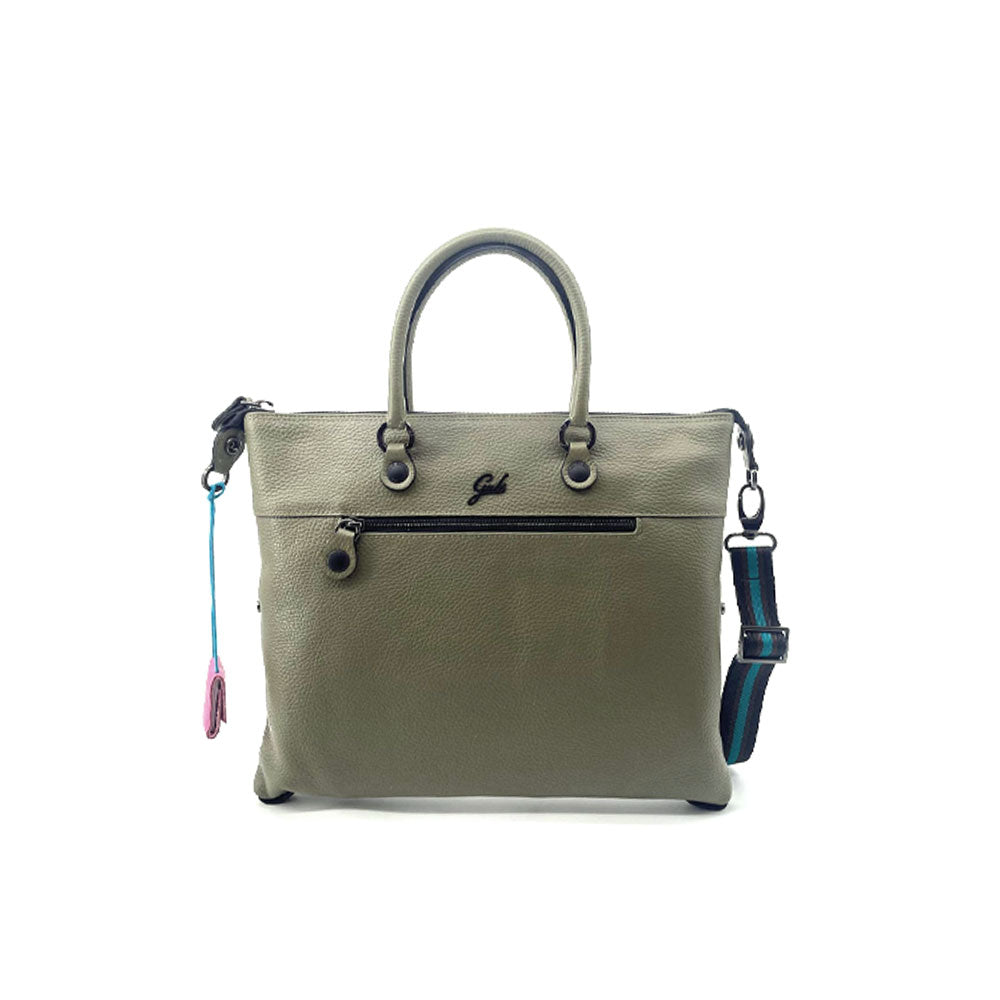 Gabs Borsa G3 Zip Plus medium-sized shoulder bag in black leather with silver hardware, stylish and versatile for women.