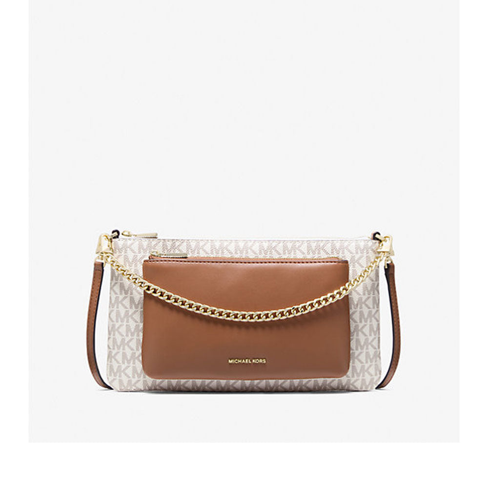 Medium Jet Set Michael Kors women's handbag with gold-tone hardware, featuring a sleek design and signature logo detail.