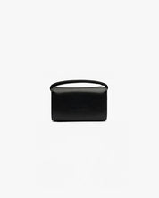 Borsa The Cuti Baby OG Mabash, una Borsa in pelle vegana nera con manico e logo frontale, su sfondo bianco.