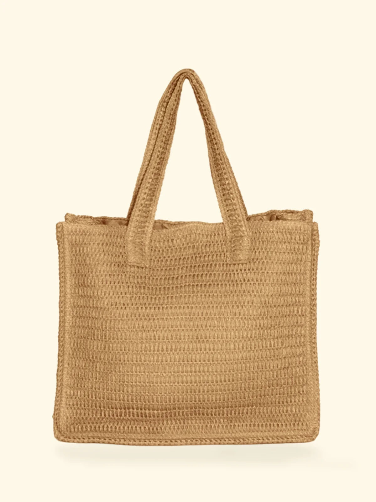 Spaziosa borsa mare in rafia F**K, modello tote bag color naturale con doppi manici.