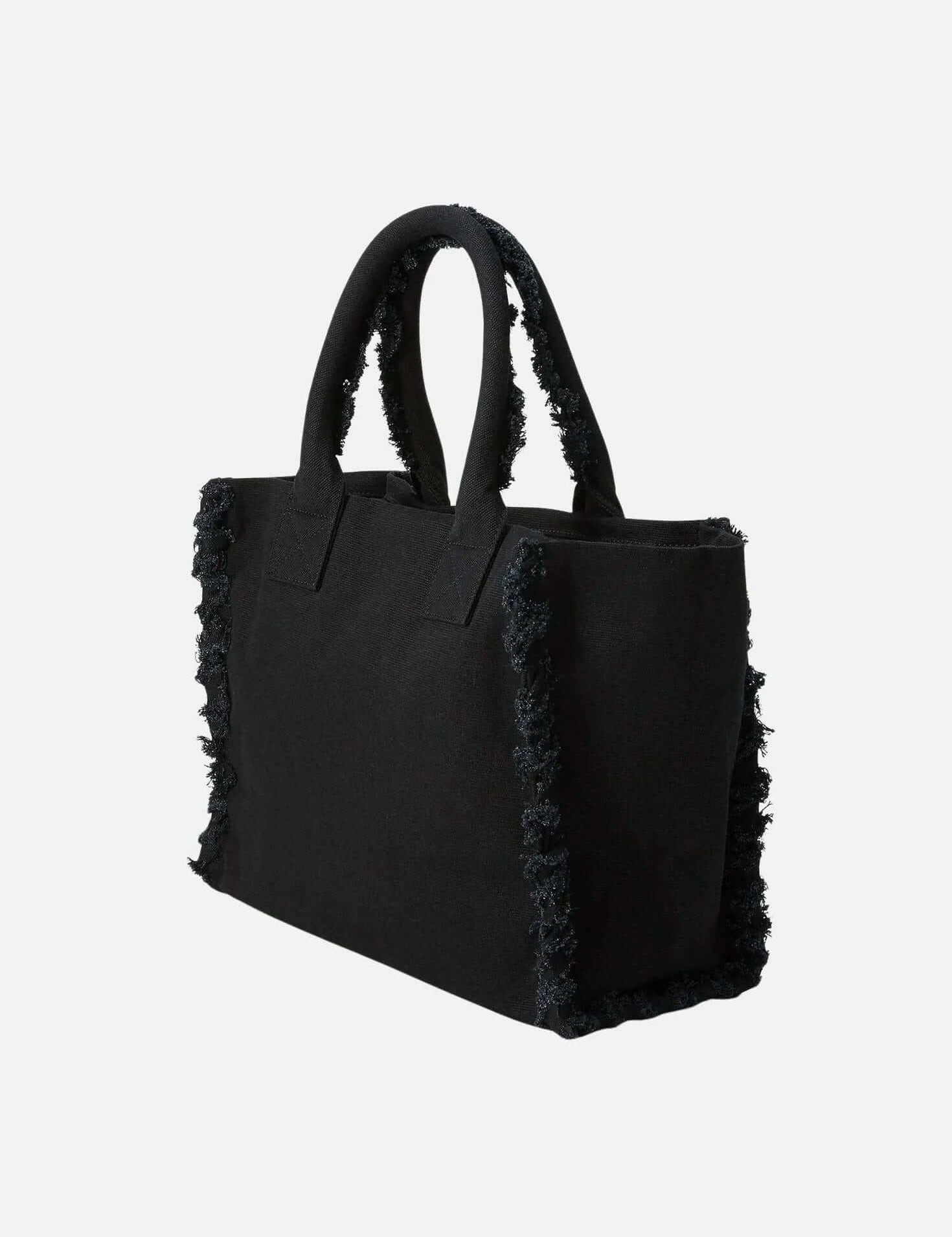 borsa-shopper-beach-pinko-nera-in-canvas-con-bordi-sfrangiati-vista-laterale.jpg
