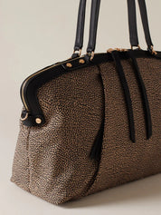 Medium Borbonese Frame Shopping Bag for women, stylish accessory with structured design and shoulder strap.
